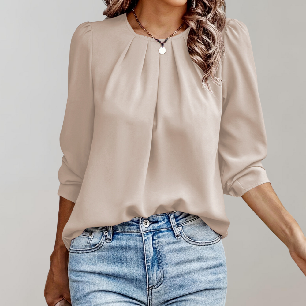 Blouse pour femme à col rond avec manches longues style lanterne | Rêve