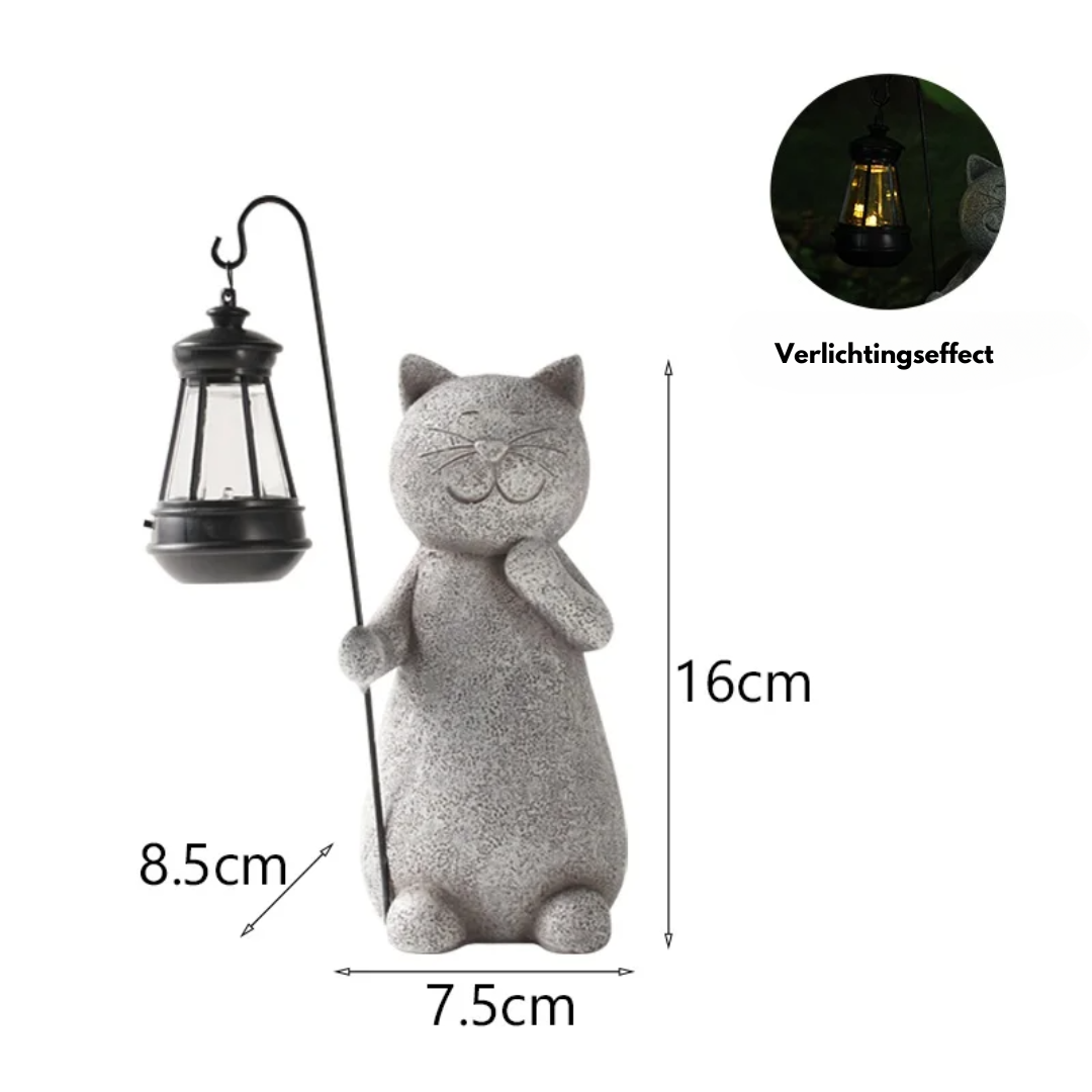 Statue décorative de chat pour jardin avec éclairage | Rêve