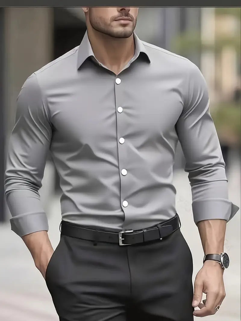 Chemise ajustée à manches longues en tissu respirant pour homme | Rêve