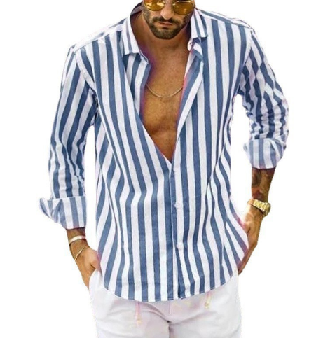 Chemise en coton rayée à manches longues pour homme | Rêve