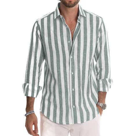 Chemise en coton rayée à manches longues pour homme | Rêve